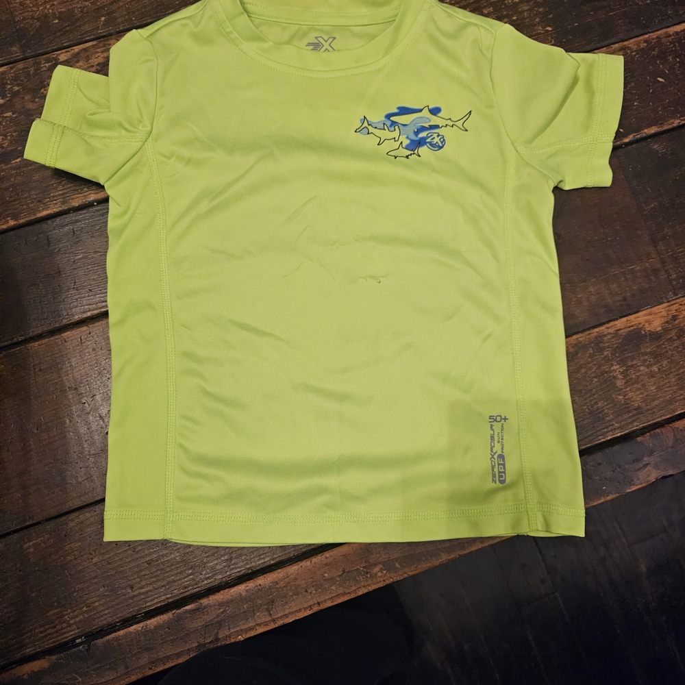 ZeroXposur Neon Lime Performance Shirt with Blue Shark Accent